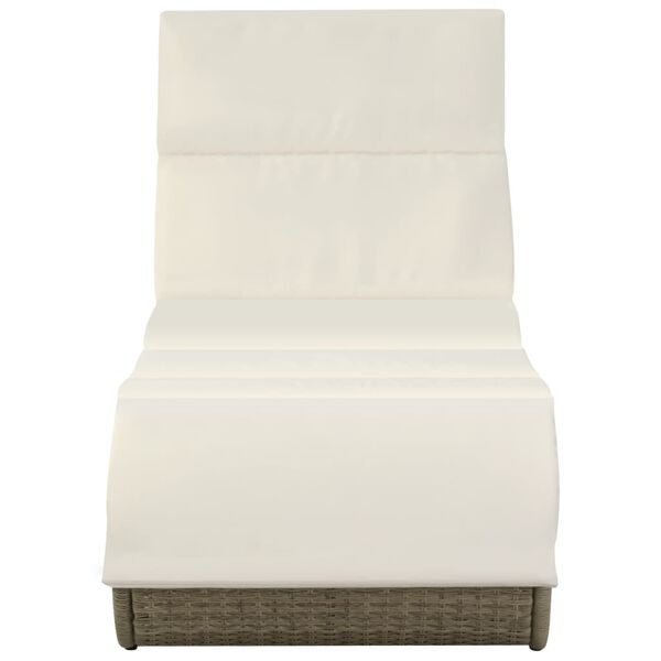 vidaXL Sun Lounger with Cushion Poly Rattan Grey