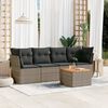 vidaXL 5 Piece Garden Sofa Set with Cushions Grey Poly Rattan
