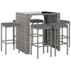 vidaXL 7 Piece Garden Bar Set with Cushions Grey Poly Rattan