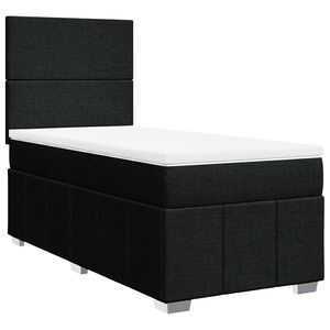 vidaXL Box Spring Bed with Mattress Black King Single Fabric