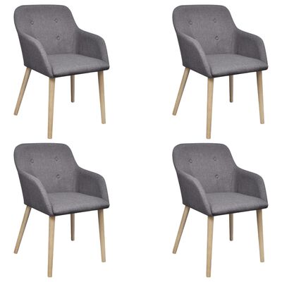 Oak Indoor Fabric Dining Chair Set 4, Grey Fabric Dining Chairs Set Of 4