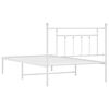 vidaXL Metal Bed Frame without Mattress with Headboard White 107x203cm