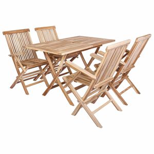 vidaXL Garden Furniture Set 5 pcs Natural Solid Teak Wood