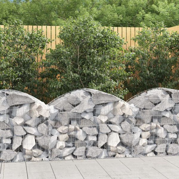 vidaXL Arched Gabion Basket 100x50x60/80 cm Galvanised Iron