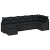 vidaXL Garden Sofa Set 7 pcs Black Poly Rattan