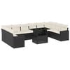 vidaXL 11 Piece Garden Sofa Set with Cushions Black Poly Rattan