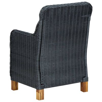 vidaXL Garden Chairs with Cushions 2 pcs Poly Rattan Dark Grey