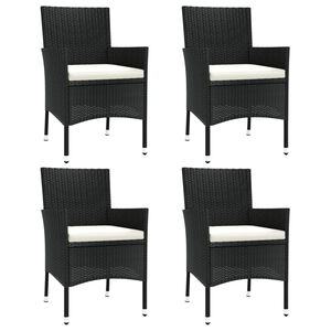 vidaXL Garden Chairs with Cushions 4 pcs Poly Rattan Black