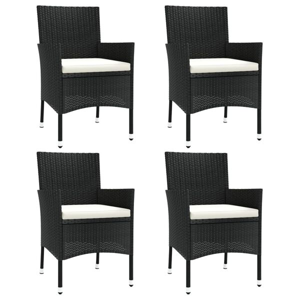 vidaXL Garden Chairs with Cushions 4 pcs Poly Rattan Black