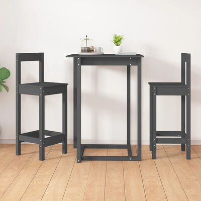 vidaXL Bar Chairs 2 pcs Grey 40x41.5x112 cm Solid Wood Pine
