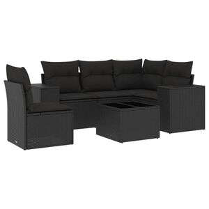 vidaXL 6 Piece Garden Sofa Set with Cushions Black Poly Rattan