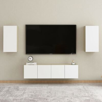 vidaXL TV Cabinet White and Sonoma Oak 30.5x30x60 cm Engineered Wood