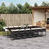vidaXL 13 Piece Garden Dining Set with Cushions Black Poly Rattan