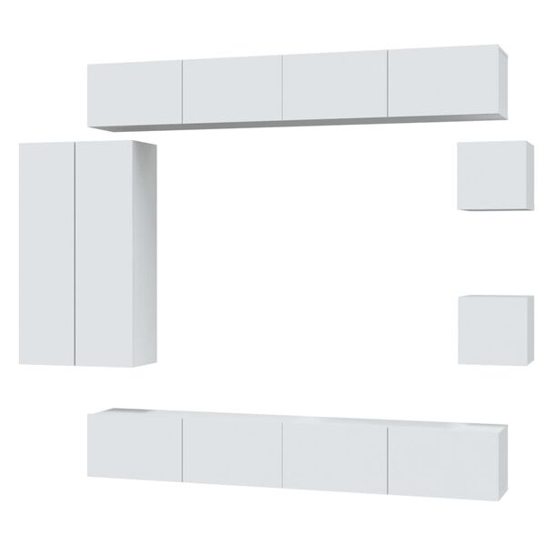 vidaXL 8 Piece TV Cabinet Set White Engineered Wood