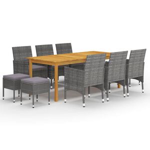 vidaXL 11 Piece Garden Dining Set Grey