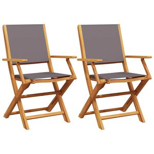vidaXL Folding Chairs 2 pcs Anthracite Solid Wood Acacia and Fabric