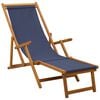vidaXL Folding Sun Lounger 3 Position Solid Eucalyptus Wood Blue
