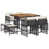 vidaXL 9 Piece Garden Dining Set with Cushions Black Poly Rattan