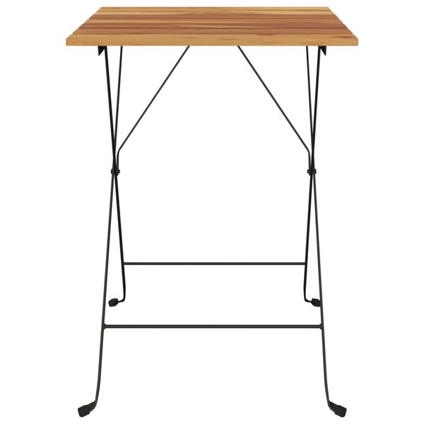 vidaXL Folding Bistro Table 55x54x71 cm Solid Wood Teak and Steel
