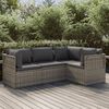 vidaXL 4 Piece Garden Lounge Set with Cushions Grey Poly Rattan