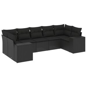 vidaXL 7 Piece Garden Sofa Set with Cushions Black Poly Rattan