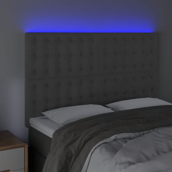 vidaXL LED Headboard Dark Grey 144 cm Velvet