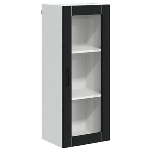 vidaXL Wall Glass Cabinet LUCCA Black 40 x 31 x 100 cm Engineered Wood
