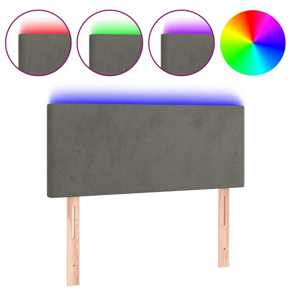 vidaXL LED Headboard Dark Grey 100 cm Velvet