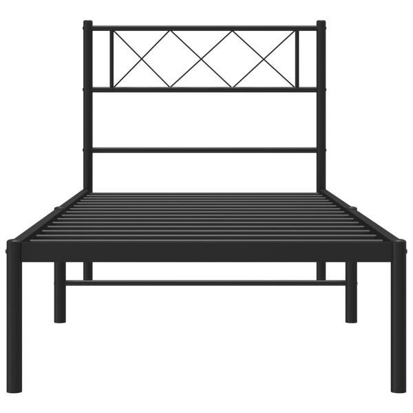 vidaXL Metal Bed Frame without Mattress with Headboard Black 90x190cm