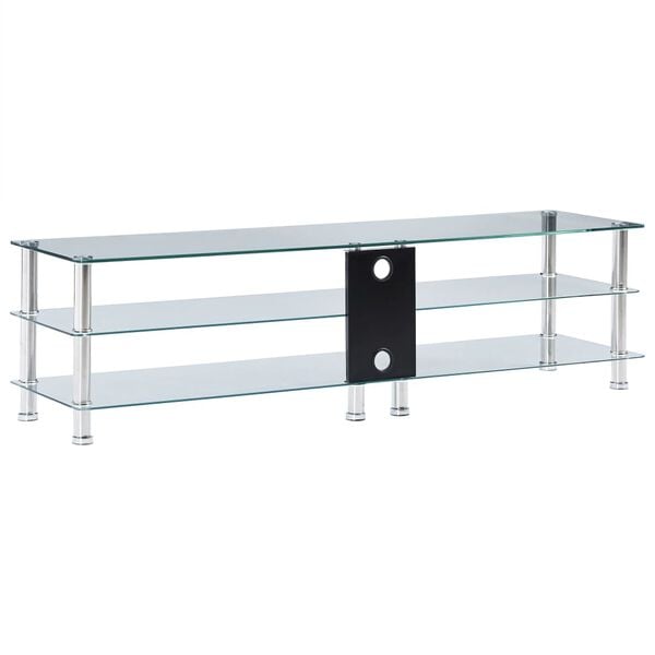vidaXL TV Stand Transparent 150x40x40 cm Tempered Glass