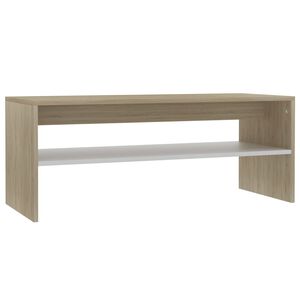 vidaXL Coffee Table White and Sonoma Oak 100x40x40 cm Engineered Wood
