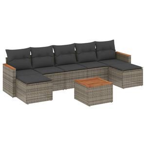 vidaXL 8 Piece Garden Sofa Set with Cushions Grey Poly Rattan