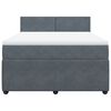 vidaXL Box Spring Bed with Mattress Dark Grey Queen Velvet