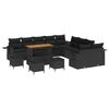 vidaXL Garden Sofa Set with Cushion 14 pcs Black Poly Rattan