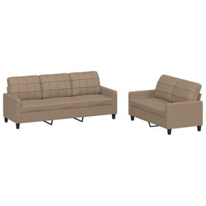 vidaXL 2 Piece Sofa Set with Cushions Cappuccino Faux Leather