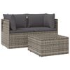 vidaXL 3 Piece Garden Lounge Set with Cushions Grey Poly Rattan