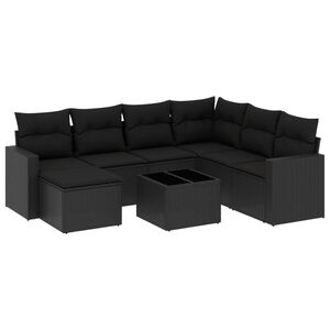 vidaXL 8 Piece Garden Sofa Set with Cushions Black Poly Rattan