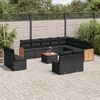 vidaXL 13 Piece Garden Sofa Set with Cushions Black Poly Rattan
