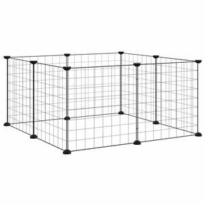 vidaXL 8-Panel Pet Cage Black 35x35 cm Steel