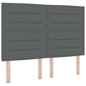 vidaXL Box Spring Bed Dark Grey and White 152 x 203 cm Fabric