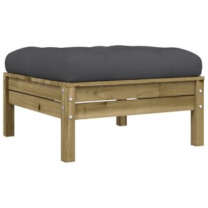 vidaXL Garden Footstool with Cushion Impregnated Wood Pine
