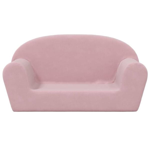 vidaXL Kids' Sofa 2-Seater Pink Soft Plush