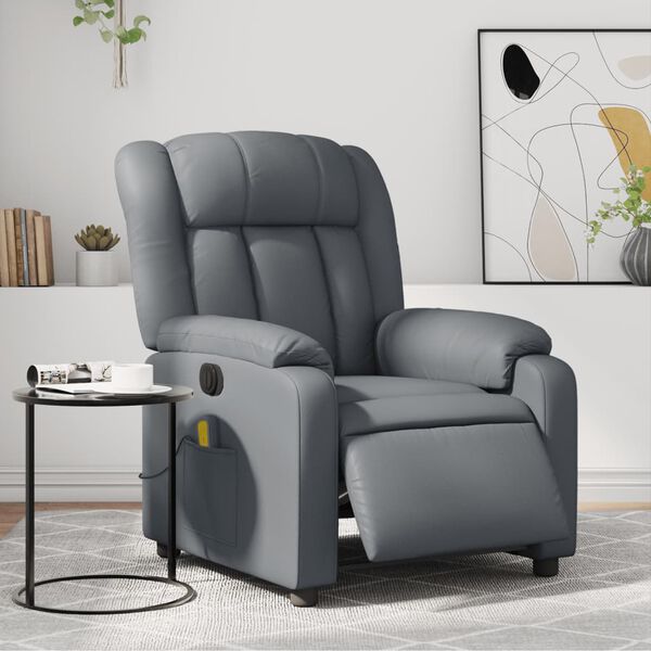 vidaXL Stand up Massage Recliner Chair Grey Faux Leather
