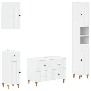 vidaXL 4 Piece Bathroom Cabinet Set ALKMAAR White Engineered Wood