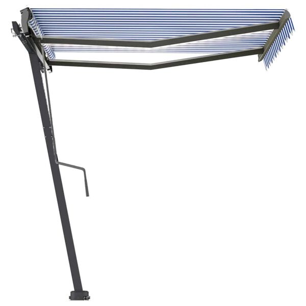 vidaXL Manual Retractable Awning with LED 300x250 cm Blue and White