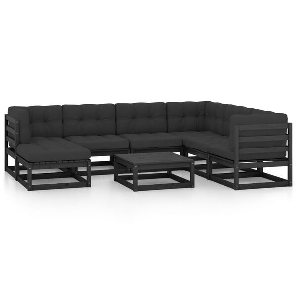 vidaXL 8 Piece Garden Lounge Set with Cushions Solid Pinewood