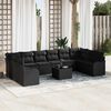 vidaXL Garden Sofa Set with Storage 11 pcs Black Poly Rattan