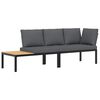 vidaXL 2 Piece Garden Sofa Set with Cushions Black Aluminium