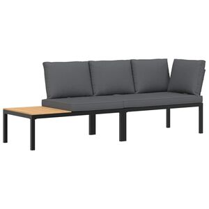 vidaXL 2 Piece Garden Sofa Set with Cushions Black Aluminium