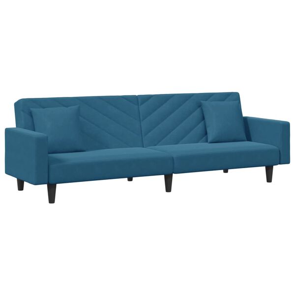 vidaXL 2 Piece Sofa Set with Pillows Blue Velvet